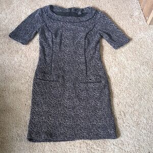 Winter Black Lined Dress With White Specks